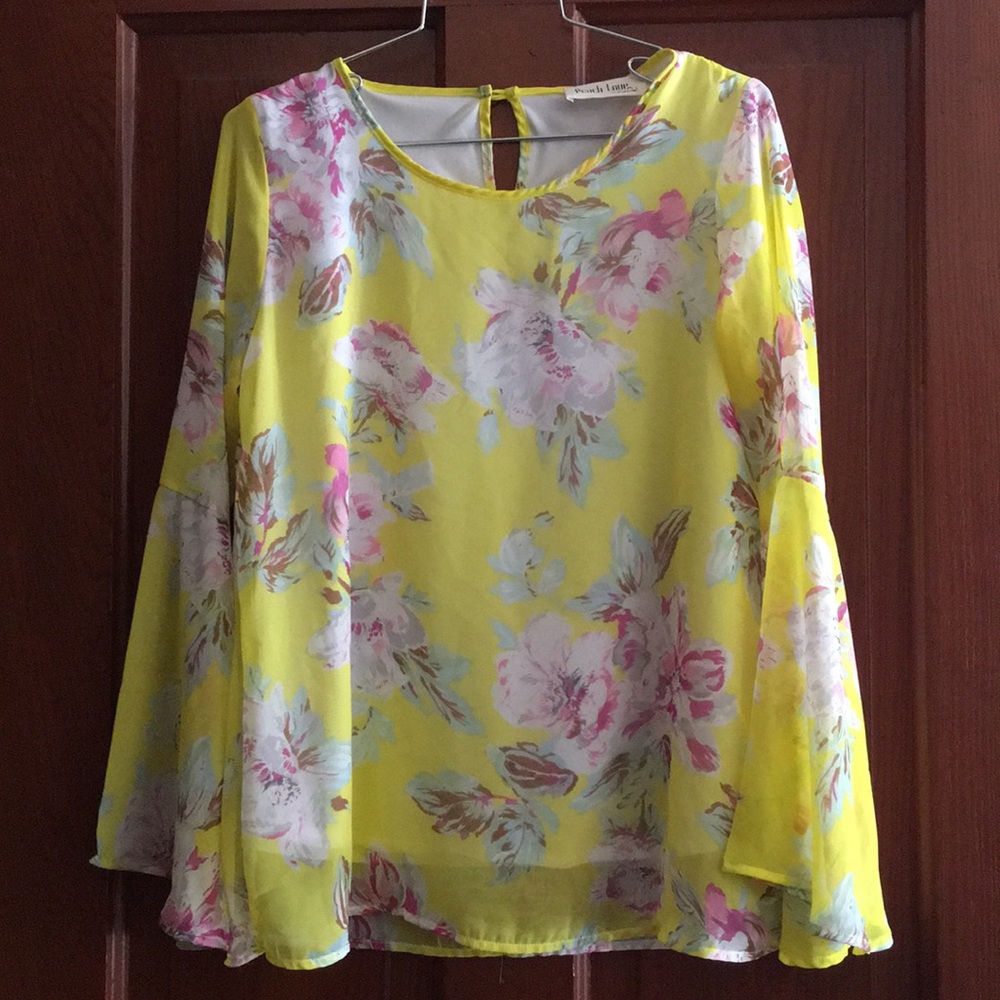 Yellow bell sleeve blouse